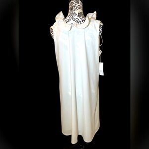 Isabel & Nina Sleeveless Ivory Ruffle Collar Shift Dress Large NWT